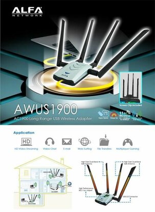 Alfa Network AWUS1900 802.11ac AC1900 Ultra-speed USBAdapter
