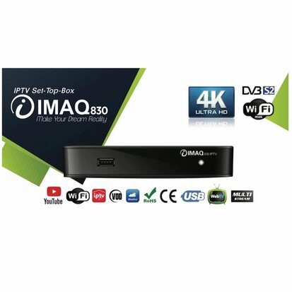 Vizyon / Imaq 830 IPTV 4K HEVC Multimedia Sat Receiver Set-Top-Box mit 150Mbi