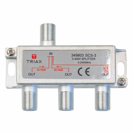 Triax SCS 3 splitter 3-voudig, SAT 2.4GHz, DC pass