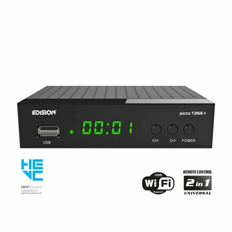 Edision Picco T265+ LED DVB-T2/C H.265 FTA Ziggo/KPN