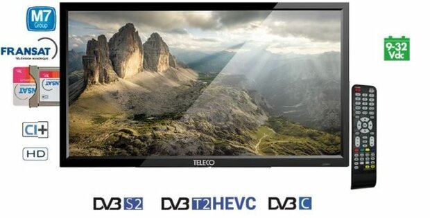 Teleco TEK 22E TV,DVB-S2/T2,9-32V,M7 Fscan + 12V zonder voet